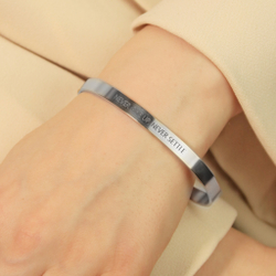 Мотивационный браслет Never Give Up, Never Settle Silver