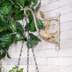 Кронштейн для цветов Птичка Терра Ливз Айвори Мраморное золото