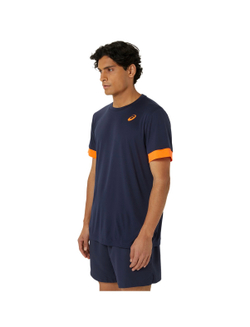 ASICS, MEN COURT SS TOP, MIDNIGHT/SHOKING ORANGE, , M