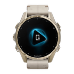 Спортивные часы Garmin fenix 8, 43 мм, AMOLED, кожаный ремешок цвета «известняк», силиконовый ремешок цвета «серый туман»/«тёмный песчаник» Золотистый безель из нержавеющей стали, AMOLED-дисплей. Кожаный ремешок и силиконовый ремешок с классическими застё