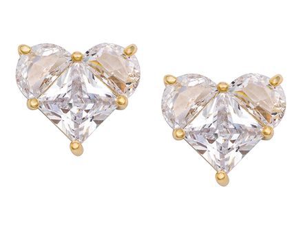 Серьги "Сердце" 11мм, с прозрачными кристаллами