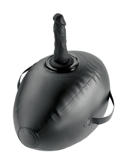 Черный надувной мяч с платформой для фиксации дилдо Body Dock Inflatable Love Ball