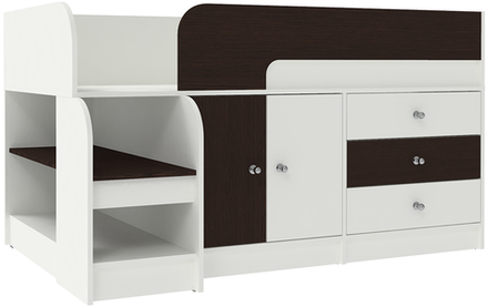Кровать-чердак КарИВи Астра 9, 1 Белый  Венге
