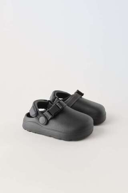ZARA РЕЗИНОВЫЕ САБО, ЧЕРНЫЙ