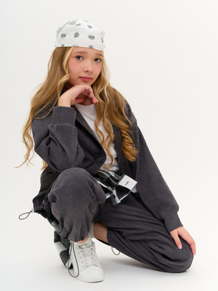Костюм спортивный детский микровельвет серый