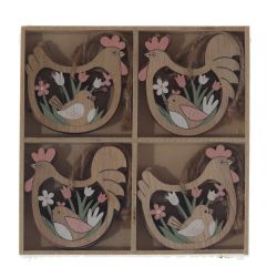 GAEM Набор из 8-ми изделий декоративных подвесных "Курица/Петух" (6*05*6), L12,5 W12,5 H1,5 см