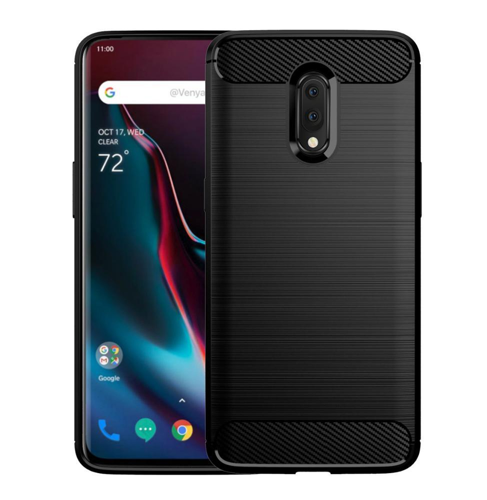 Чехол для OnePlus 7 цвет Black (черный), серия Carbon от Caseport