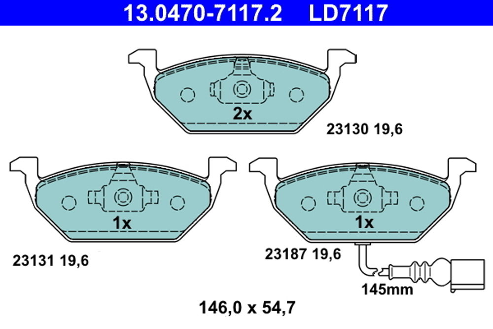 ATE - 13047071172-ATE - Brake Pad Set, disc brake