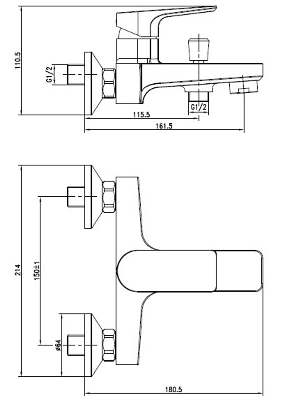 Смеситель для ванны VERO однорычажный