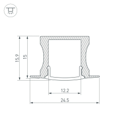 Профиль с экраном ALU-SLIM-H15-F-2000 ANOD+FROST (Arlight, Алюминий) 018243