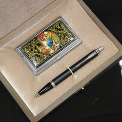 Набор подарочный "Подарок строителю" №2 с ручной росписью с ручкой Parker в футляре