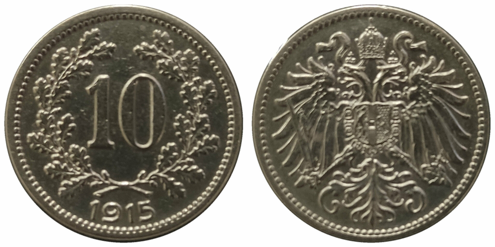 Австрия 10 геллеров, 1915-1916 XF