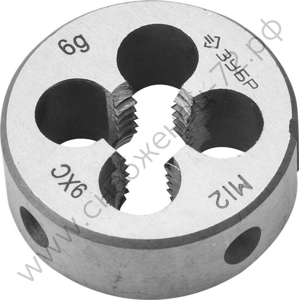 ЗУБР М12x1.75мм, сталь 9ХС, Плашка круглая ручная (4-28022-12-1.75)