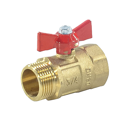 Кран шаровой латунь ПРАКТИК 131 Ду 20 Ру16 ВР/НР бабочка красная аналог 11б27п1 ГАЛЛОП 103255