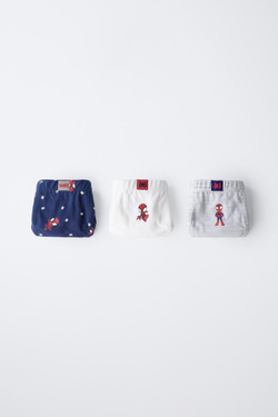 ZARA НАБОР ИЗ ТРЕХ ТРУСОВ С ПРИНТОМ SPIDEY © MARVEL, ТЕМНО-СИНИЙ/ЭКРЮ