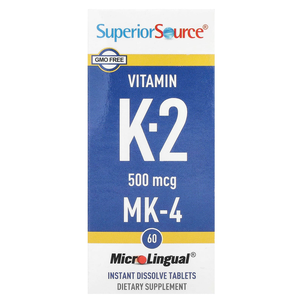 Superior Source, витамин K-2, 500 мкг, 60 быстрорастворимых таблеток MicroLingual