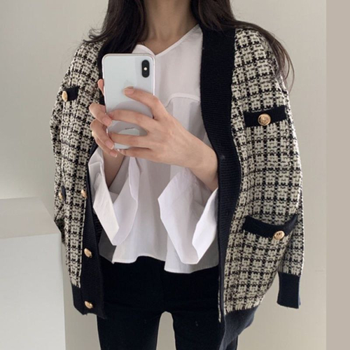 Женский кардиган в клетку