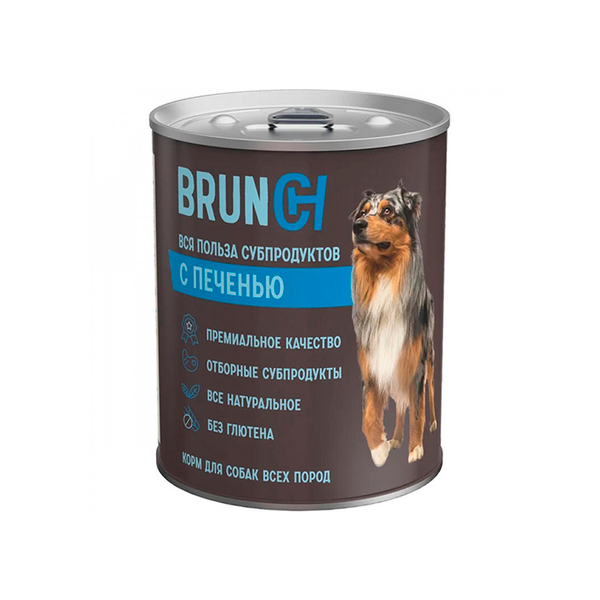 Brunch (Бранч) С ПЕЧЕНЬЮ для собак 340 г влажный корм Четвероногий Гурман