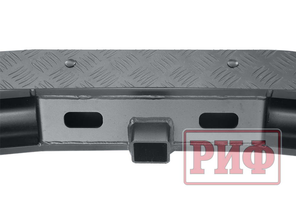 Бампер задний силовой/защита штатного бампера Mitsubishi Pajero Sport 2015-2020 c квадратом под фаркоп РИФ