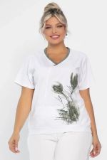 Блуза Лотус НЬЮ (белая/хаки) Б13976-20М LT Collection