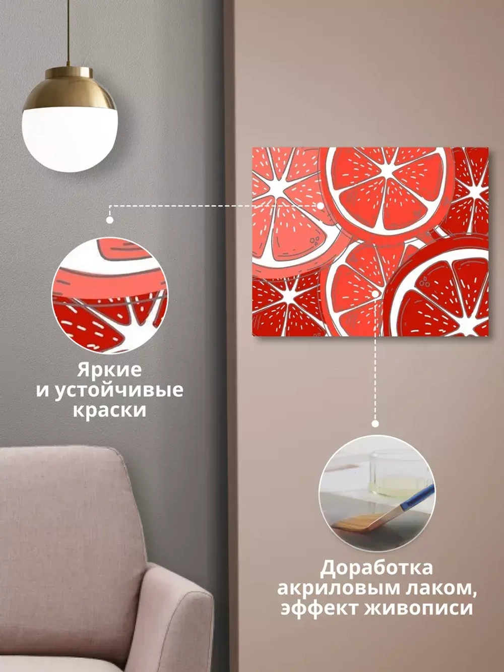 Модульная интерьерная картина на стену на кухню Апельсины