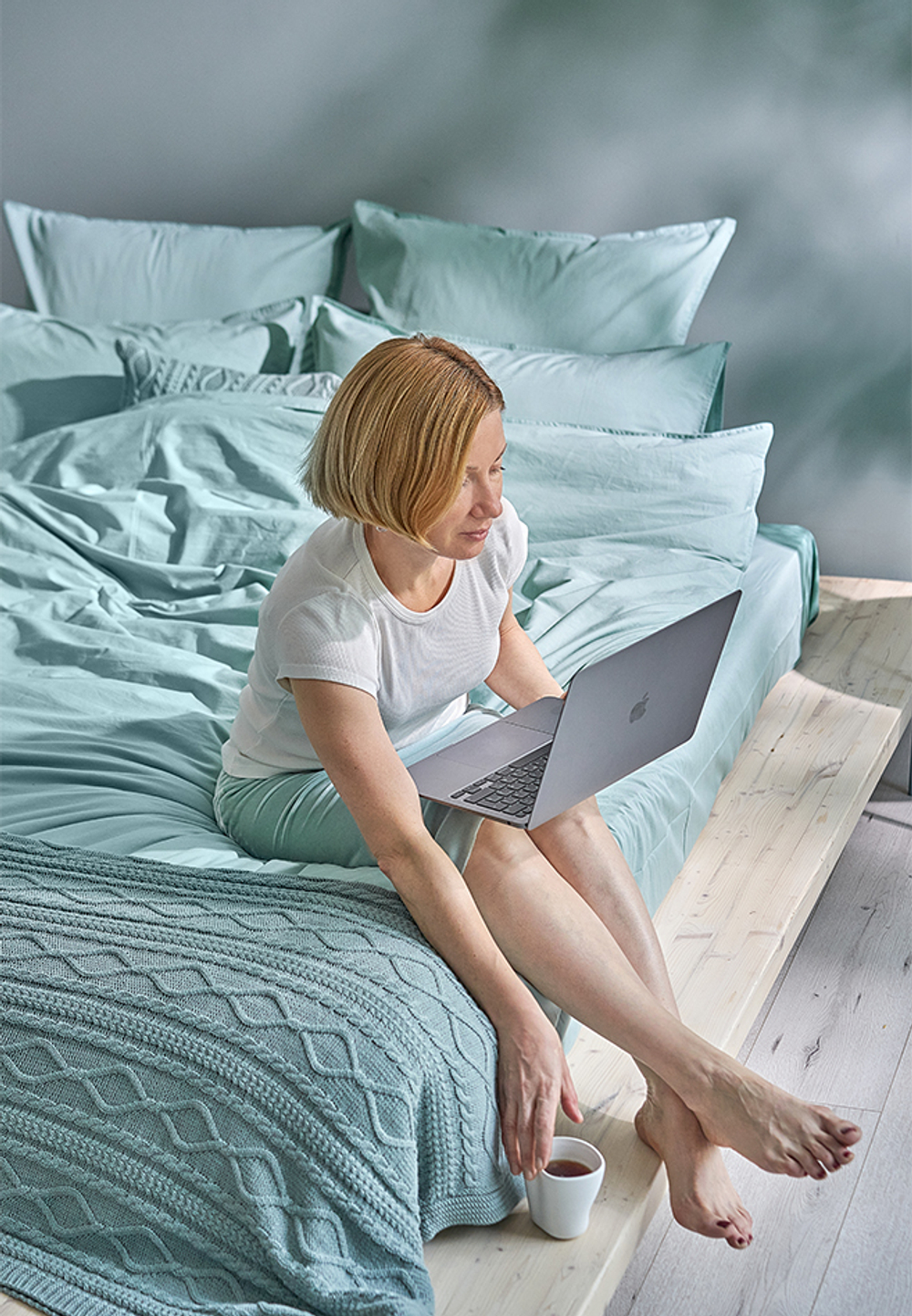 Постельное белье 2 спальное евро Luxberry Urban морская волна