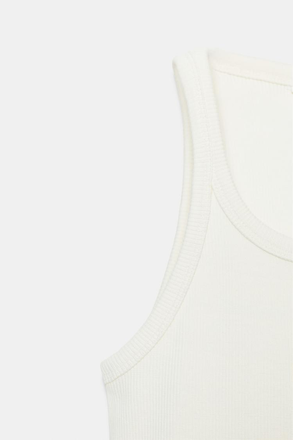 ZARA ТОП НА БРЕТЕЛЯХ В РУБЧИК, ЭКРЮ