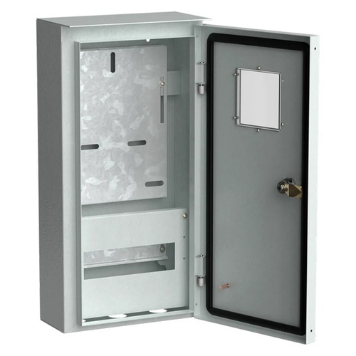 Щит металлический с окном ЩУРн-3/12зо-0 У2 IP54 на 3-фазный счетчик и 12 модулей навесной ИЭК MKM32-N-12-54-ZO