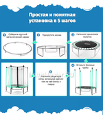 Каркасный батут с П-образной ручкой, диаметр 3 фт, розовый