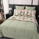 КПБ на резинке Сатин Velouria Luxe с Одеялом VLR017, Евро, 4 наволочки, простынь 140*200*25