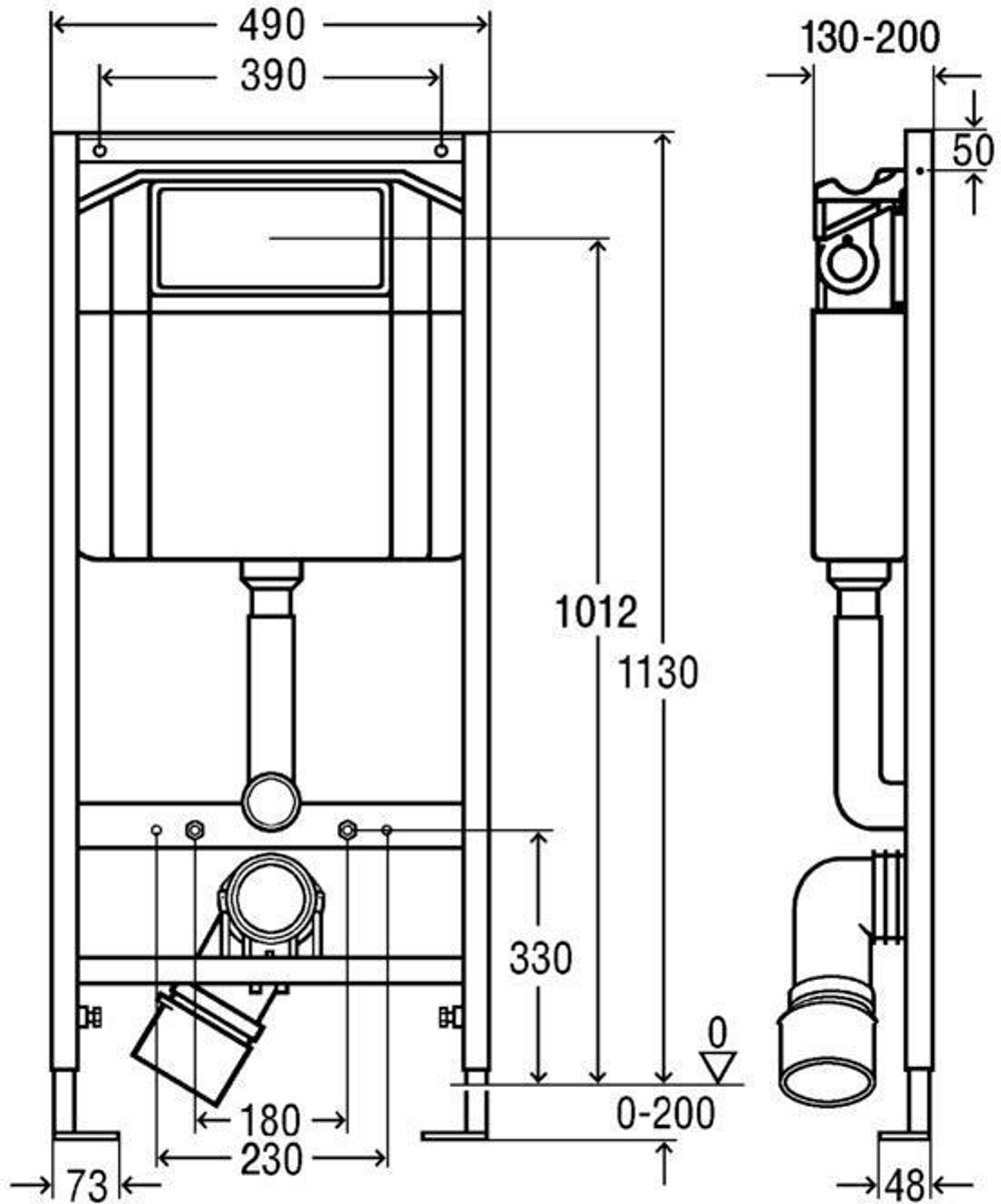 Инсталляция Viega Eco_WC для нависного унитаза в комплекте с кнопкой Style 10 (хром) и креплением