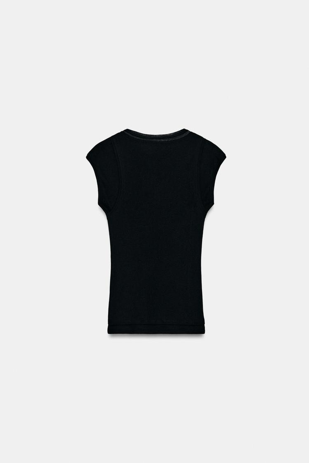 ZARA ДВУХСЛОЙНАЯ ФУТБОЛКА SUPIMA®, ЧЕРНЫЙ