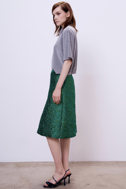 Юбка миди со складкой из жаккарда