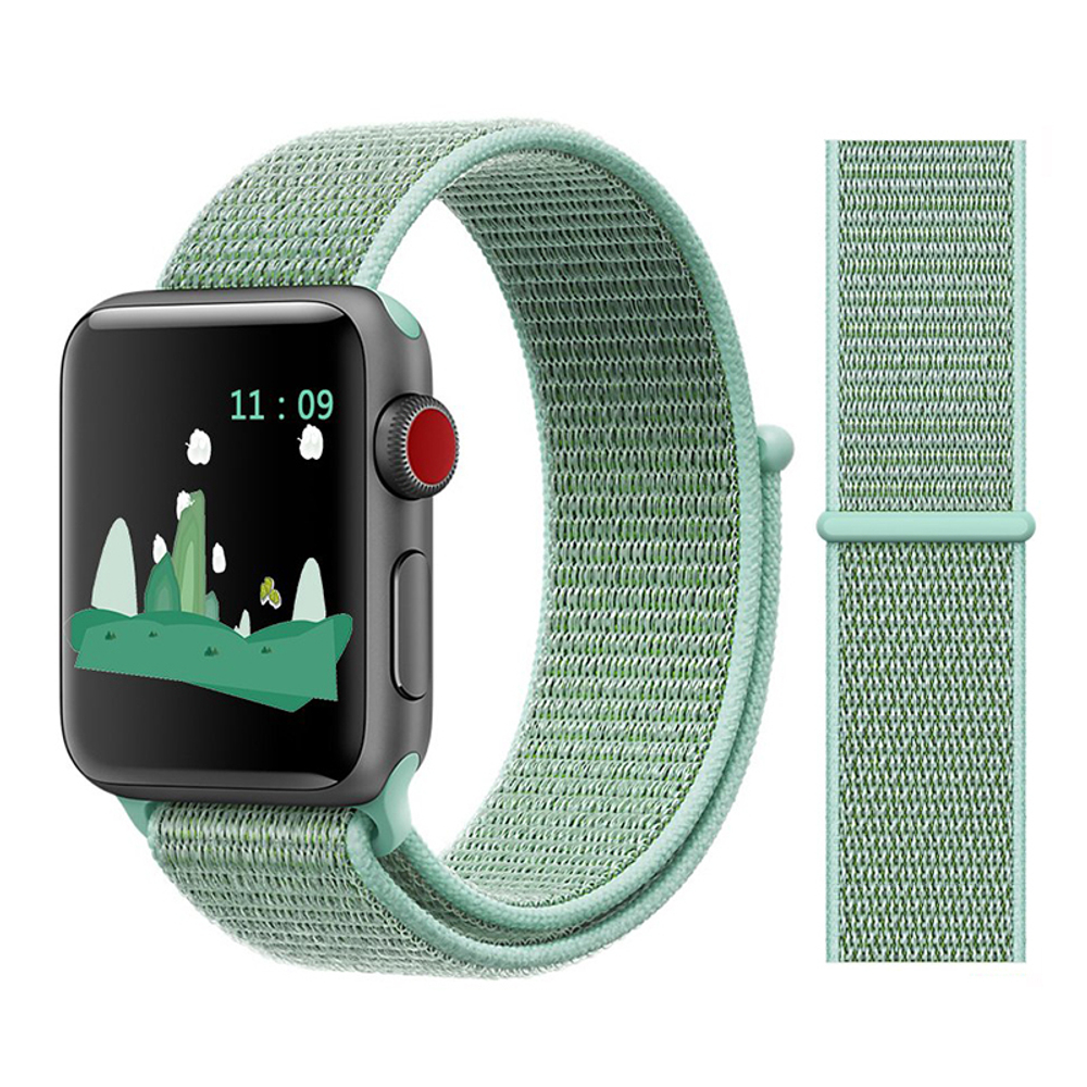 Ремешок из плетеного нейлона для часов Apple Watch 42 и 44мм, мятный цвет (spearmint)