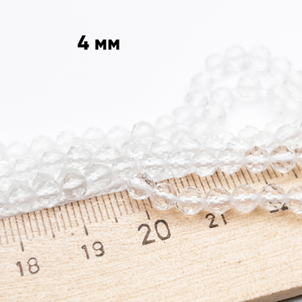 Горный хрусталь граненый бусины, диаметр около 3,8-4 мм, цена за отрезок 19 см (1/2 нити)