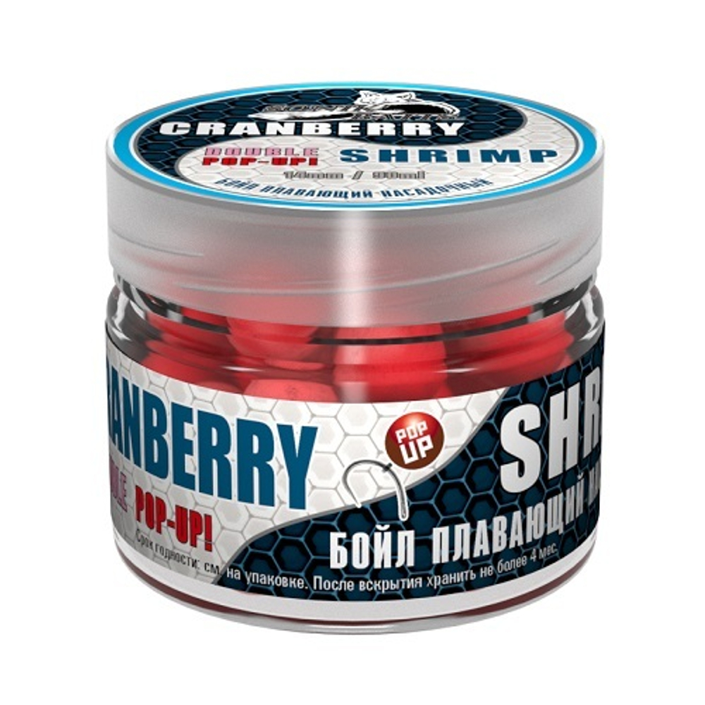Бойлы насад. плав. двух цв. Sonik Baits CRENBERRY-SHRIMP Fluo Pop-ups 14мм 90мл
