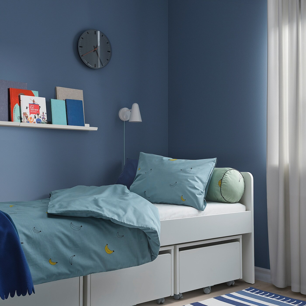 IKEA VÄNKRETS  (ИКЕА ВÄНКРЕТС)  -  Пододеяльник и наволочка, синий банановый узор, 150x200/50x60 см