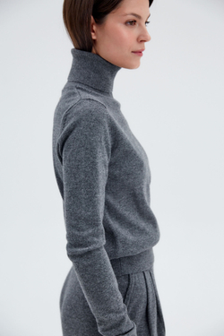 Водолазка из шерсти и кашемира темно-серый