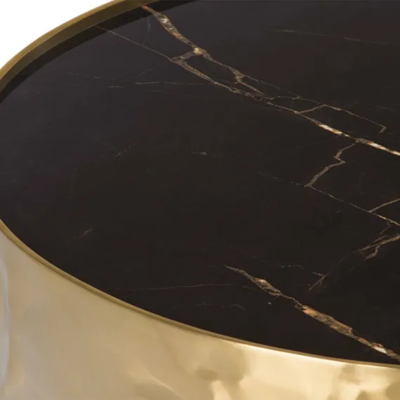 Кофейный столик Mercury Ø80х37 см, золотистый металл, черная керамика