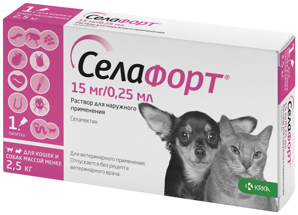 Селафорт капли для кошек и собак для наружнего применения противопаразитпрный