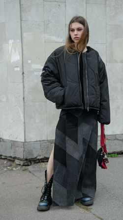 Лоскутная юбка в пол, чёрная