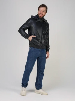 Куртка кожаная натуральная с капюшоном