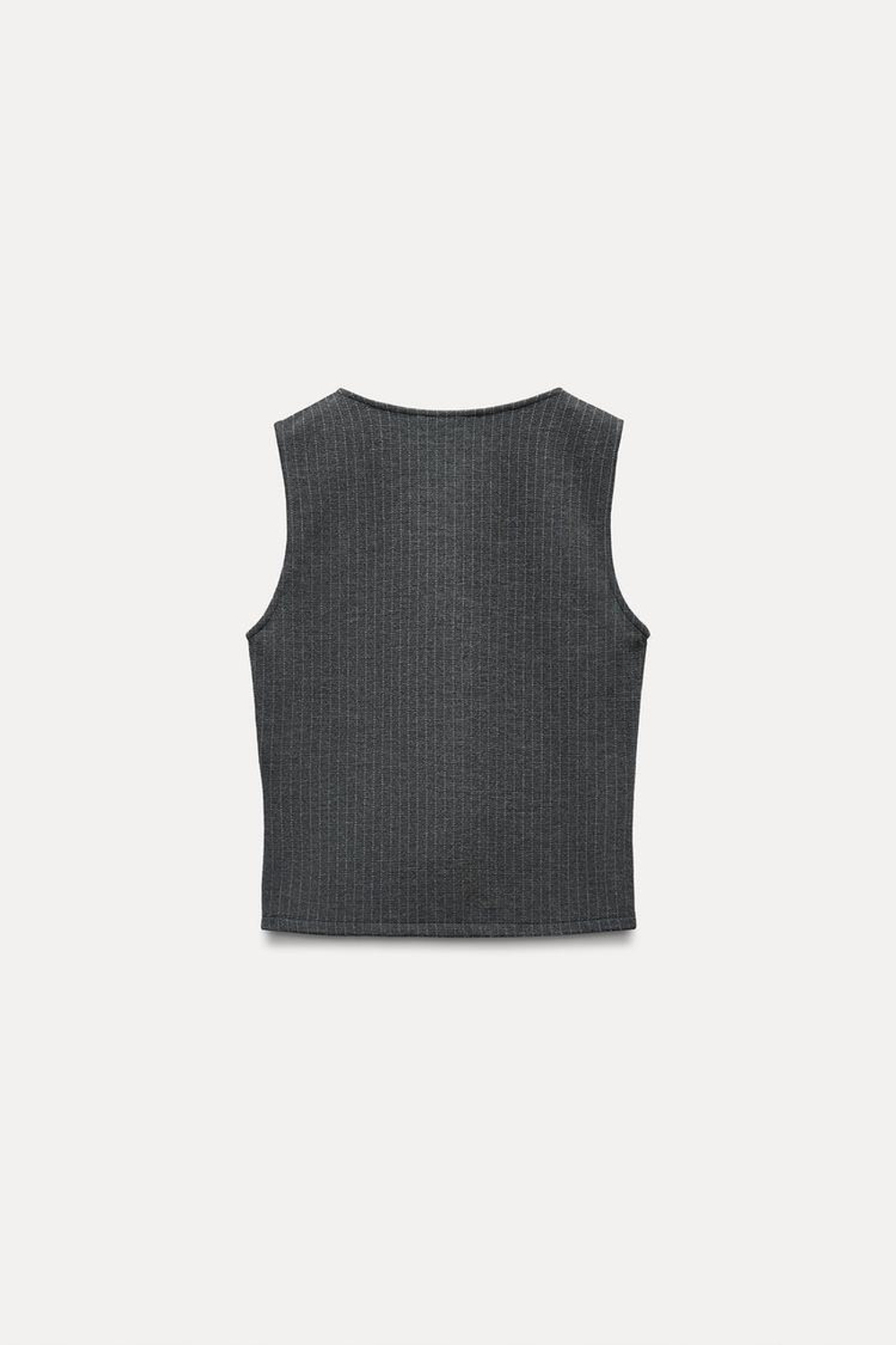 ZARA ТОП ИЗ ИНТЕРЛОКА БЕЗ РУКАВОВ, СЕРЫЙ/БЕЖЕВЫЙ