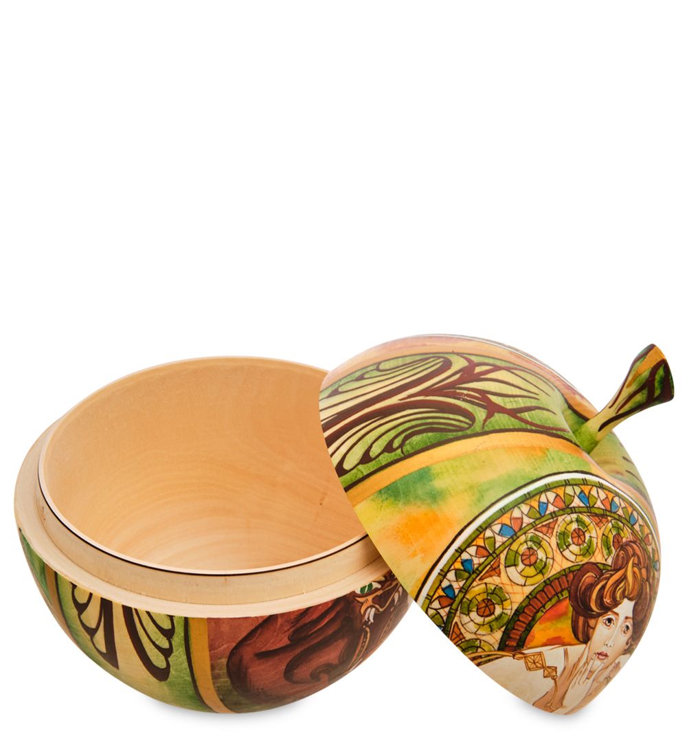 Народные промыслы МР-16/ 2-B Шкатулка-яблоко «Альфонс Муха - Драгоценные камни»