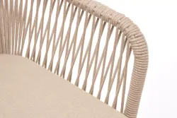 "Лион" стул плетеный из роупа, каркас из стали белый муар, роуп бежевый круглый, ткань бежевая