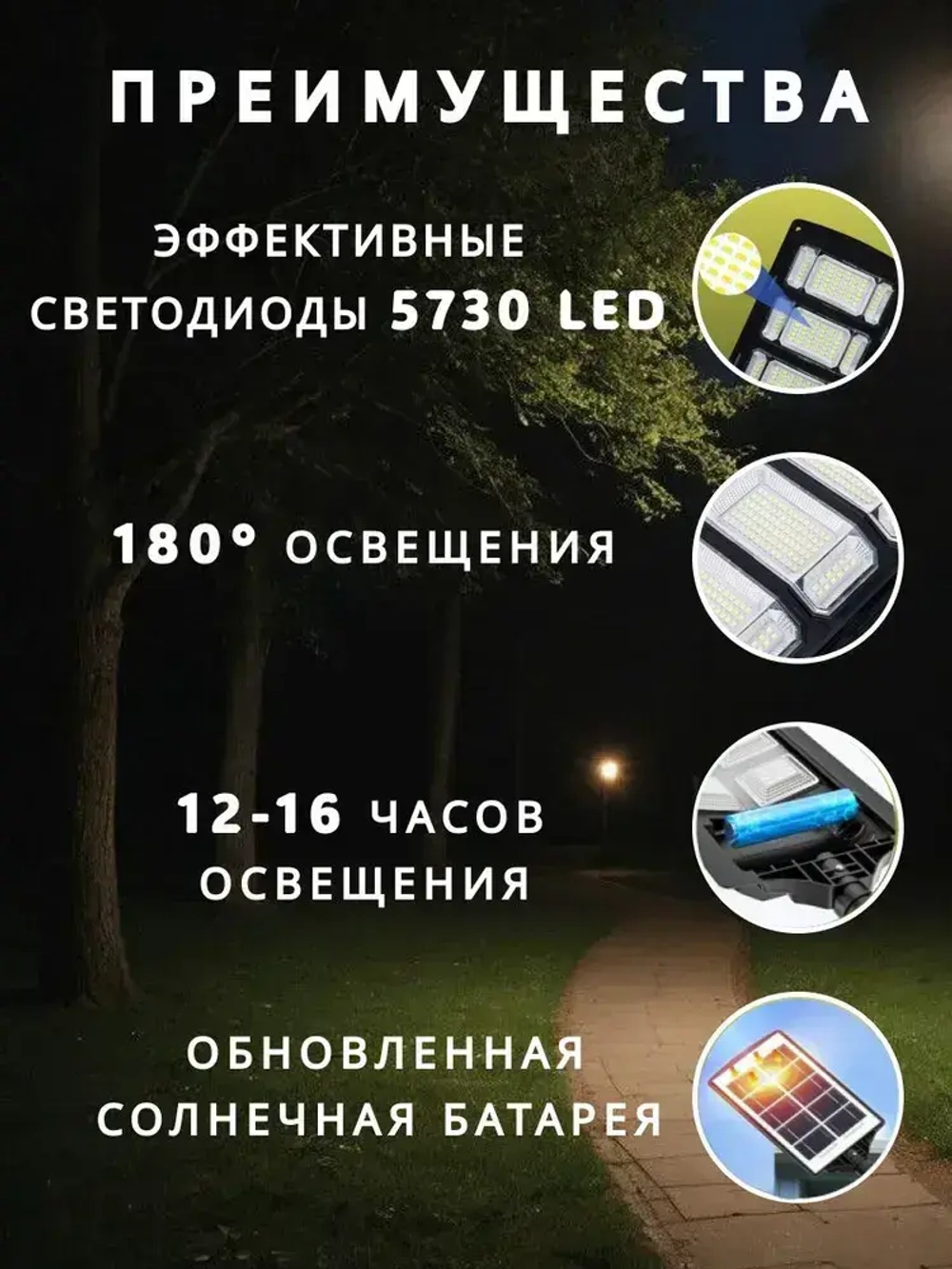 Уличный фонарь на солнечной батарее с датчиком движения