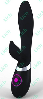 Чёрный вибратор Rabbit