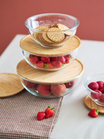 Набор из 4-х стеклянных мисок eco store с крышками из бамбука