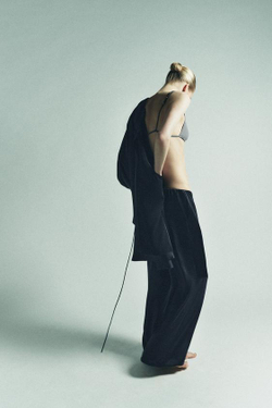 ZARA АТЛАСНЫЕ БРЮКИ С ВЫСОКОЙ ПОСАДКОЙ, МОРСКОЙ ЯРКО-СИНИЙ