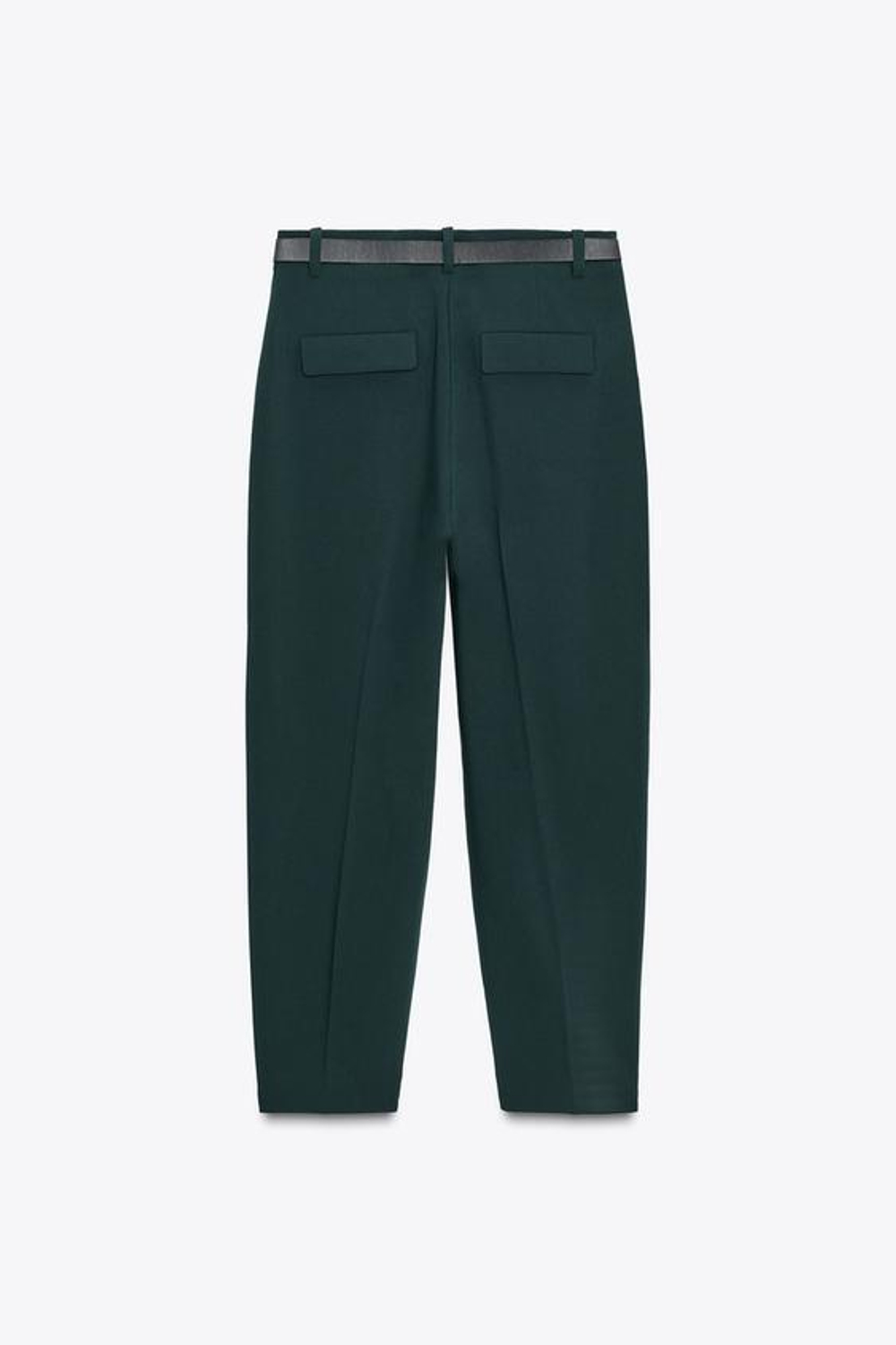 ZARA БРЮКИ С ЗАЩИПАМИ И РЕМНЕМ, СИНЕ-ЗЕЛЕНЫЙ